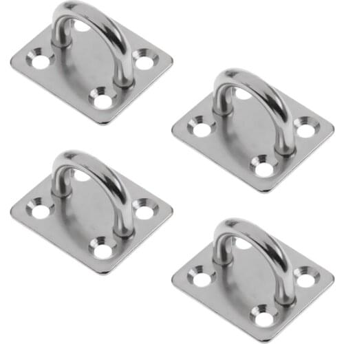 4pcs Heavy Duty 304 Stainless Steel Square Pad Eye Plate Shade Sailboat 8mm