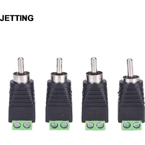 4pcs/Lot CCTV Phono RCA Male Plug TO AV Terminal Connector Video AV Speaker Wire Cable To Audio Male RCA Connector Adapter