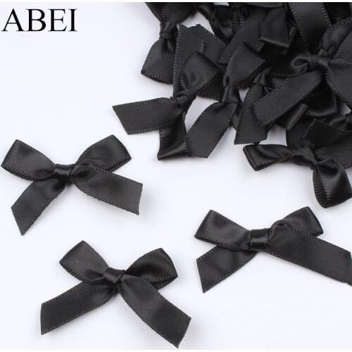 50pcs/lot Black Satin Ribbon Bow Sewing Garments Accessories DIY Bow Ties for Wedding Party Scrapbook Home Decoration Ornaments