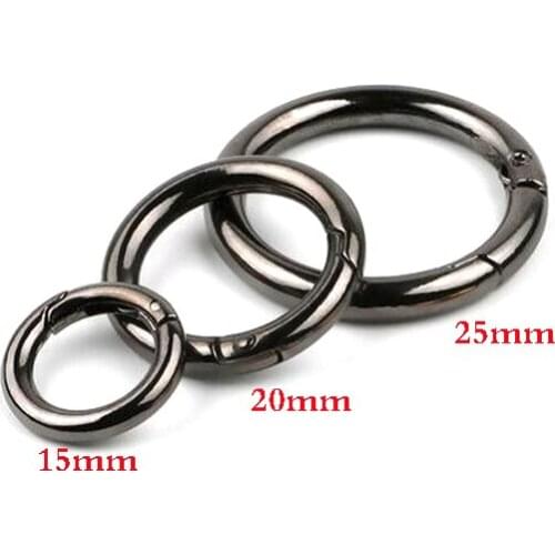 6pcs 15mm 20mm 25mm Gate Spring O-Ring Buckles Clips Carabiner Purses Handbags Round Push Trigger Snap Hooks Carabiner