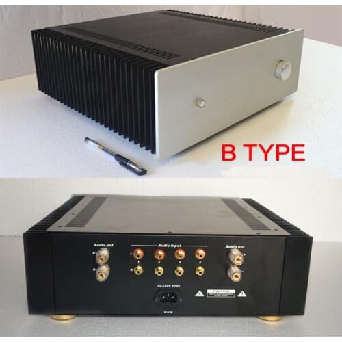 430*145*406MM Aluminum DIY Power Amplifier Chassis Class A Case with Radiator Power Amplifier Box Audio Shell with RCA Terminal