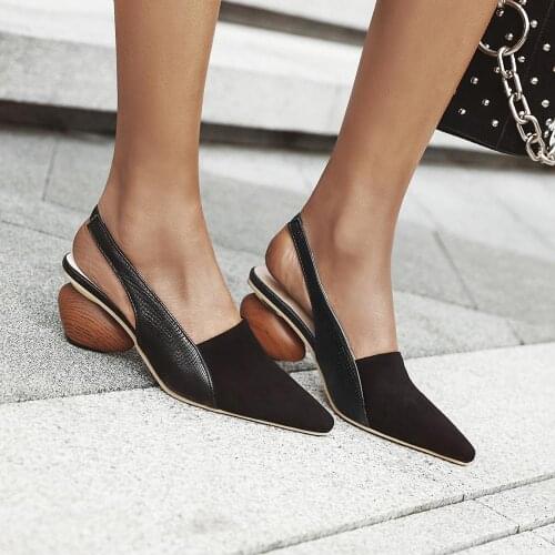 Summer women sandals heels shoes slingbacks ankle strap pointed toe sexy ladies high heel shoes pumps 6 cm height sandals