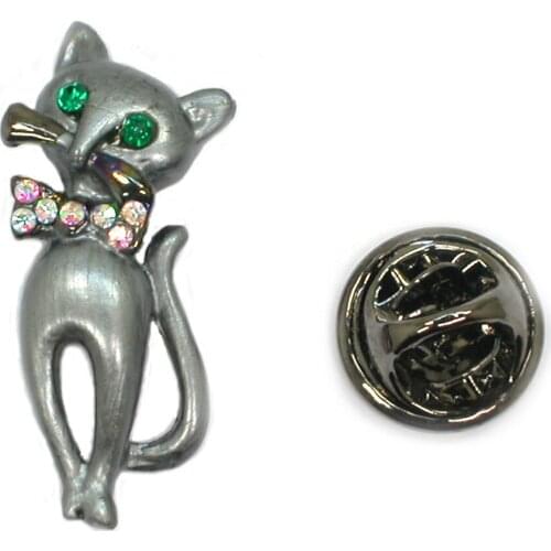 12pcs/lot Wholesale Fashion pin Rhinestone small The Cat Pins brooches Jewelry gift C102237