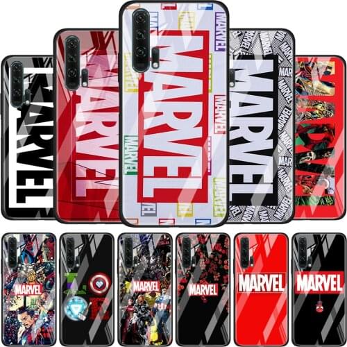 Marvel logo cool for Honor 30 20 10 9X Pro Plus Lite 8X Huawei Y8P Y6P Y5P Y9 Y7 Y6 2019 Tempered Glass Phone Case