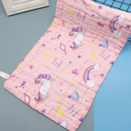25*50cm Baby Six-layer Washing Pure Cotton Printed Long Square Towel Combed Cotton Long Gauze Towel Newborn Feeding Towel
