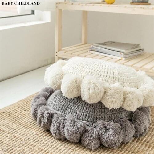 Throw Pillows Nordic Home Decor Knitted Baby Kids Room Decoration Pillows Handmade Soft Tassel Pompom Sofa Bed Crib Cushion 50cm