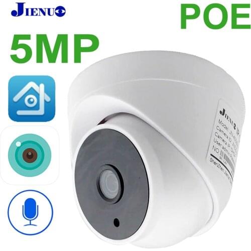 JIENUO 5MP Audio POE Ip Camera HD Cctv Video Security Surveillance Dome IPCam Indoor Night Vision Infrared IPC XMeye Home Camera