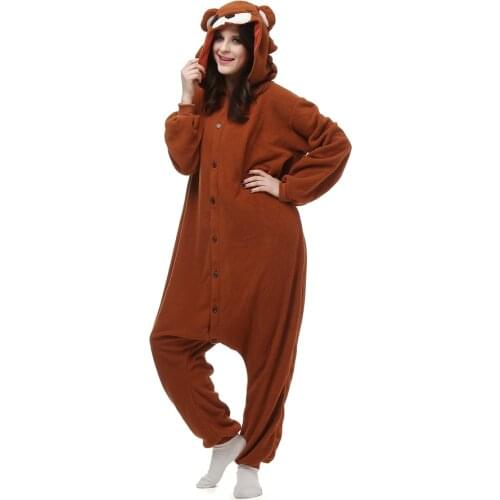 CosAnimal Kigurumi Polar Fleece Brown Bear Costume Cartoon Onesies Pajama Halloween Carnival Masquerade Party Jumpsuit Clothing