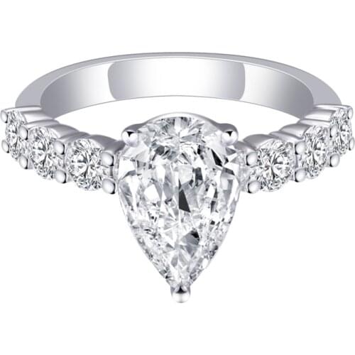 CVD HPHT Pear Lab Growm Diamond Ring 2ct E VS1 18K Gold Jewelry Engament Wedding MS-361