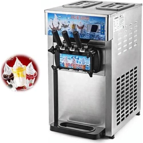 Commercial Soft Serve Ice Cream Machine Small Desktop Electric Ice Cream Maker Three Flavors Sundae Making Machine