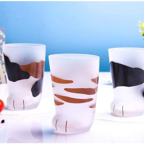 Creative Cute Cat Paws Glass Tiger Paws Frosted Mug Office Coffee Mug Tumbler Personality Breakfast Milk Porcelain Cup Gift