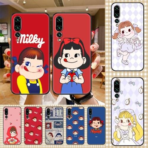 Cute Fujiya Peko milky Phone case For Huawei P Mate P10 P20 P30 P40 10 20 Smart Z Pro Lite 2019 black 3D Etui silicone bumper