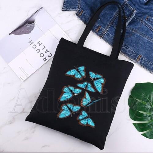 Life Is Strange Print Reusable Shopping Bag Women Canvas Tote Bags Printing Eco Bag Cartoon Shopper Shoulder Bags Black