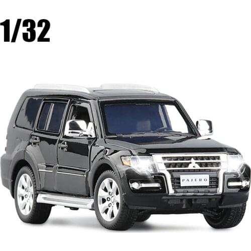 1/32 Pajero V97 Off Road SUV Model Toy Car Alloy Die Cast Sound Light Steering Shock Aabsorber Vehicle Boys Toys Gifts