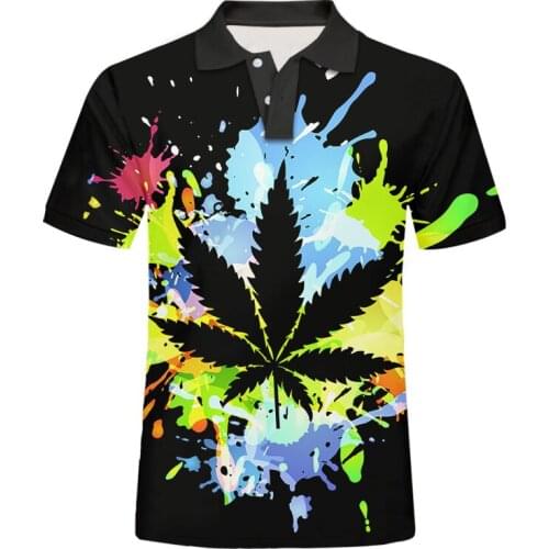 IFPD EU Size men polos Maple colorful Leaf polo T shirt Fashion Unisex weed 3d Print Polo shirt Summer Harajuku shirt Streetwear