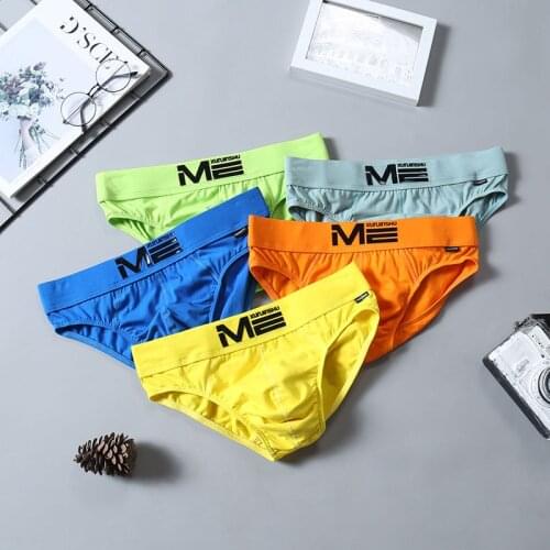 Pure cotton mens underwear sexy youth breathable 3D embossed triangle pants personality trend mens cotton shorts