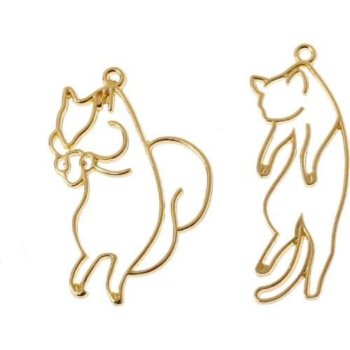 2Pcs Lazy Cat Squirrel Pendant Resin Frames Open Bezels Setting Jewelry Making