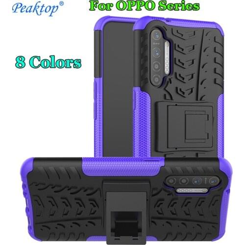 For OPPO Realme 5 5s 3 2 XT X2 X F11 A1K C2 Pro Lite Reno2 Dazzle Shockproof Silicone & Dual Armor Back Case Stand Holder Cover