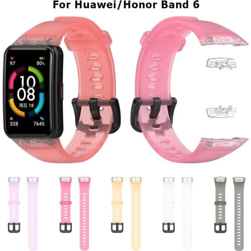 Silicone Transparent Watchband For Huawei Band 6 Strap Bracelet Smart Watch Band Watchstrap WristStrap Honor Band6