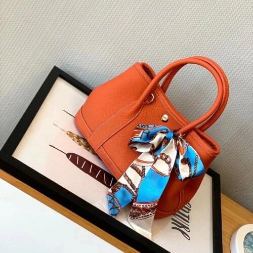 High Quality Bags for Women 2021 Orange Big Tote Handbags Trend Genuine Leather Luxury Bag Clutch Purse Crossboday Bucket