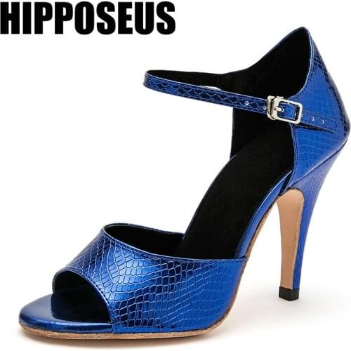 Hipposeus Dance Shoes Girls Ballroom Latin Women Salsa Tango Modern Dance-Shoes Female Thin Heel Soft Sole Party Dancing Shoes