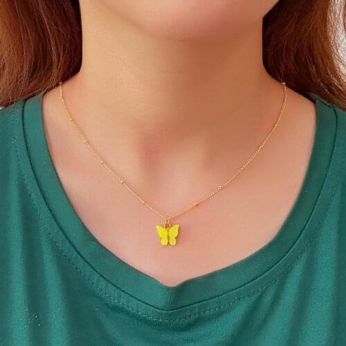 2020 Bohemian Cute Butterfly Pendant Necklaces for Women Trendy Beads Chain Clavicle Chain Statement Necklace Fashion Jewelry