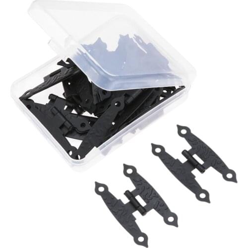 10Pcs 65*33mm Iron Jewelry Wood Box Cabinet Door Luggage Furniture H Hinges Set Decorative Hinge with Storage Box & 40Pcs Screws