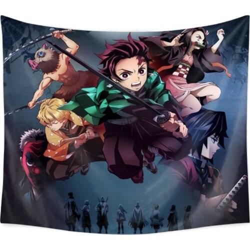 150x130cm 59x51inch Demon Slayer Tapestry Anime Printing Wall Decoration Home Room Decor Blanket Travel Camping Beach Mat