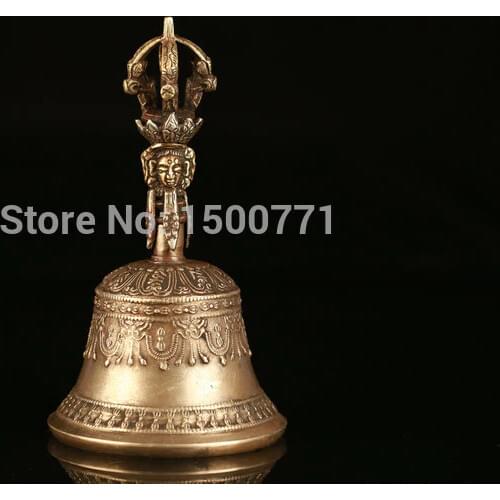 155mmTibetan Buddhism in Nepal handmade copper supplies wholesale bronze bells ringing Jiang Mochu Vajra Pestle\440g