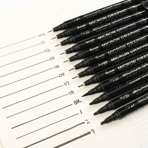6/9/12pcs/set Waterproof Fade Proof Micron PenTip Fine Liner Black Sketch Water Marker Pen for Manga Stationery Supplies