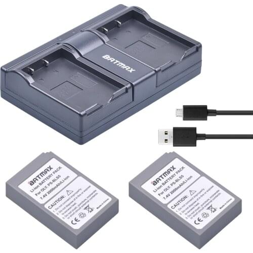 2000mAh 2Pcs BLS-5 BLS5 BLS50 Battery + Dual USB Charger for Olympus PEN E-PL2,E-PL5,E-PL6,E-PL7,E-PM2,E-M10,E-M10 II,Stylus1