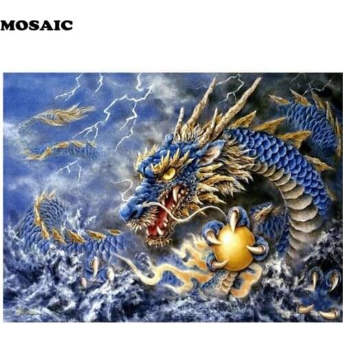 Full square drill 5D DIY Diamond Painting"China Dragon" Animal Embroidery Cross Stitch Rhinestone Mosaic Painting gift