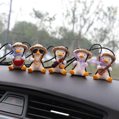 Car Pendant Cute Anime Little Duck Swing Auto Rearview Mirror Hanging Ornaments Interior Decoraction Accessories for Girls Gifts
