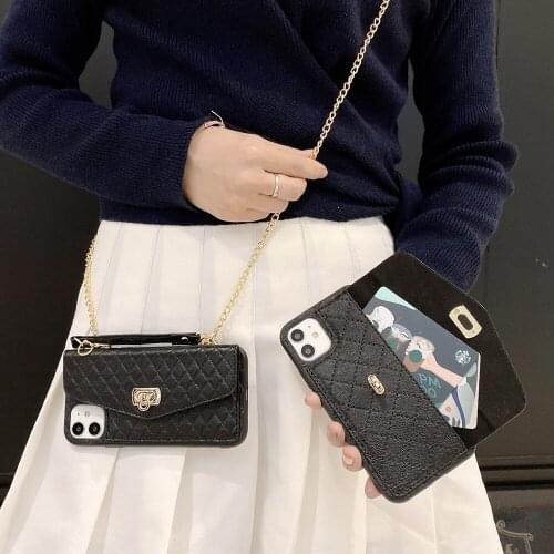 Crossbody Wallet PU Leather Phone Case For iPhone 11 12 Mini Pro Max 7 8 Plus X XS XR Neck Lanyard Strap Chain Carry Hand Cover