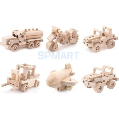 Wooden DIY Assembly Motorcycle Car Truck Vehicles Model Puzzles Building Kits Kids Children Educational Toys Creative Gifts