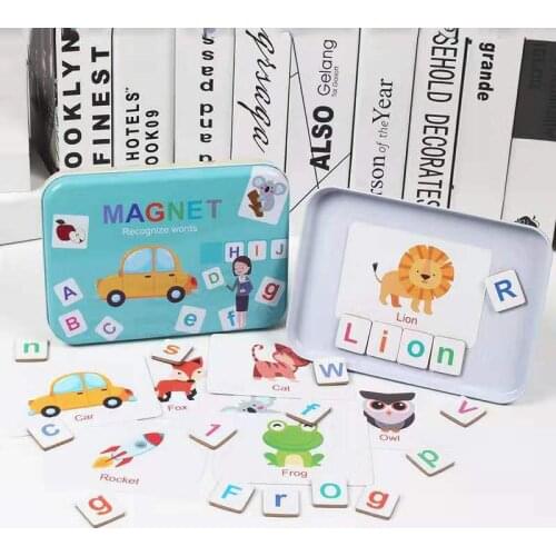 Kids Early Educational Learning English Letters Magnetic Spell Word Game With English Cardboard Puzzle Childrens Toys Gifts