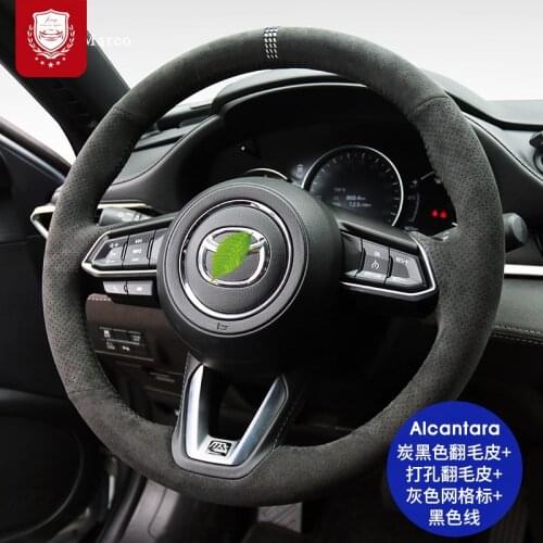 For Mazda 6 ATENZA Axela CX-4 CX-5 CX-8 CX-30 Real Alcantara suede hand-stitch steering wheel cover Hand grip car accessories