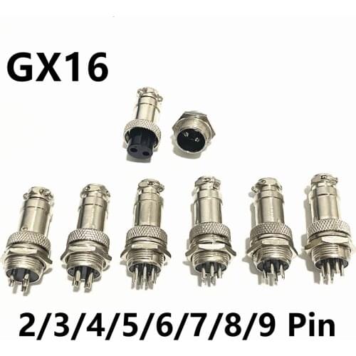 1set GX16 2/3/4/5/6/7/8/9 Pin Male & Female 16mm Circular Aviation Socket Plug Wire Panel Connector Free Shipping