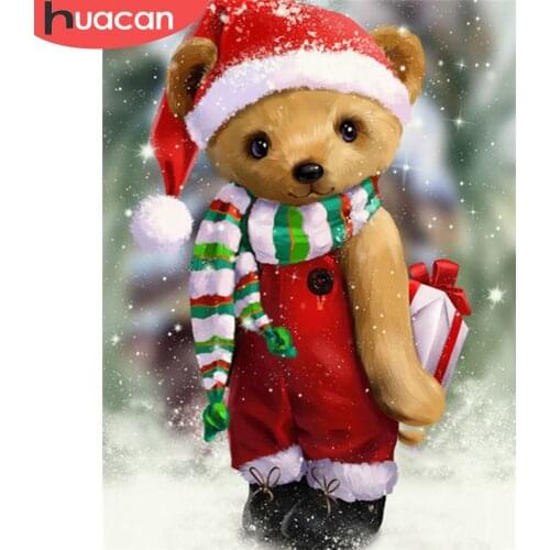 HUACAN 5D DIY Diamond Painting Christmas Full Square Diamond Embroidery Bear Animal Mosaic Handmade Gift Wall Decor