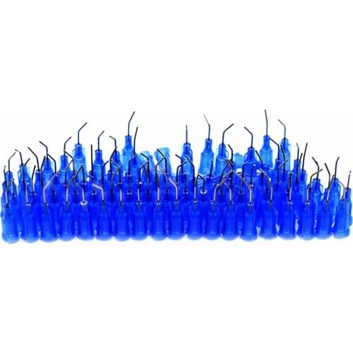 22G Bent Dispensing Tips Adhesive Glue Dispensing Needle Liquid Glue Dispenser 45 Degree Bent Tapered Needles Tips 100pcs Set