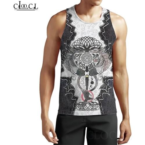 CLOOCL Summer Fashion Gym Tank Tops Viking Tattoo Polynesian Style 3D Print Sleeveless Tanktop Men Women Fitness Clothing Tops