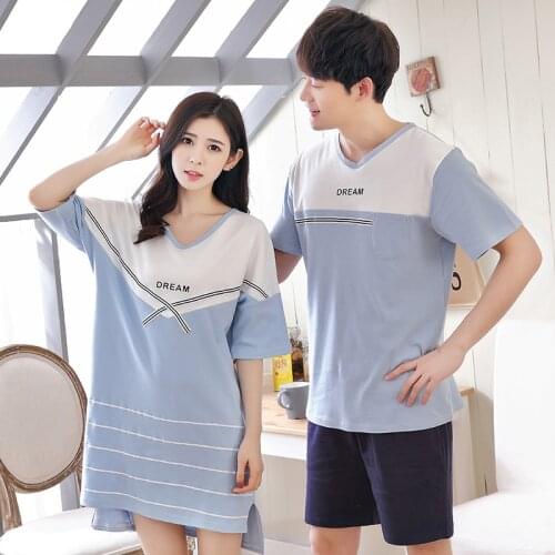 Summer Preppy Style Sweet Lovers Sleepwear Sexy Nightgown Female Autumn 100% Cotton Pijama De Unicornio Lounge Set