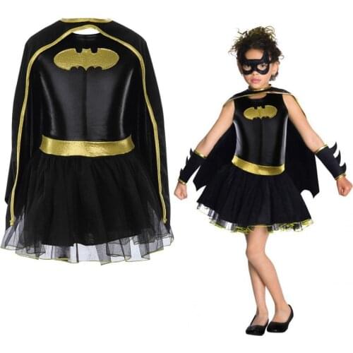 Children Girls Bat man Batgirl Fancy Dress Tutu Superhero Cosplay Halloween Costume Outfits Comic Masquerade Evening Super man