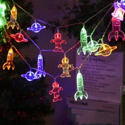 Cute LED Light Spaceship Rocket Mars Universe Astronauts Led String Lights Baby Kids Bedroom Home Party Wedding Decoration Lamp