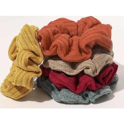 Fashion Scrunchie Elastic Hair Band Solid Color Knitting Hair Scrunchies Girls Hair Ties Hair Accessories Autumn Winter New