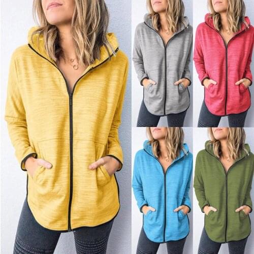 Zip Up Fashion Women Solid Color Zipper Long Sleeve Sport Tops Vestido Mujer Otono Invierno 2021 Hooded толстовка женская