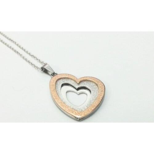 Fashion Female Heart Pendants Rose Gold Stainless Steel Frosting Three Layers Heart Pendant Necklace Jewelry For Women