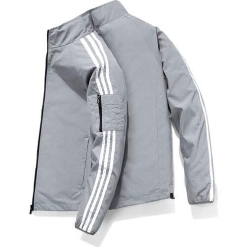 Mens Stand Collar Jacket Men 2021 Spring Autumn Fashion Windbreaker Solid Color Jackets White Coats Casual Sports Jacket For Men