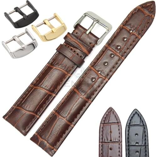 Soft Durable Watchbands Wholesale 10pcs/Set 18 19 20 21 22 24mm Genuine Leather Watch Band Strap Brown Black Belt