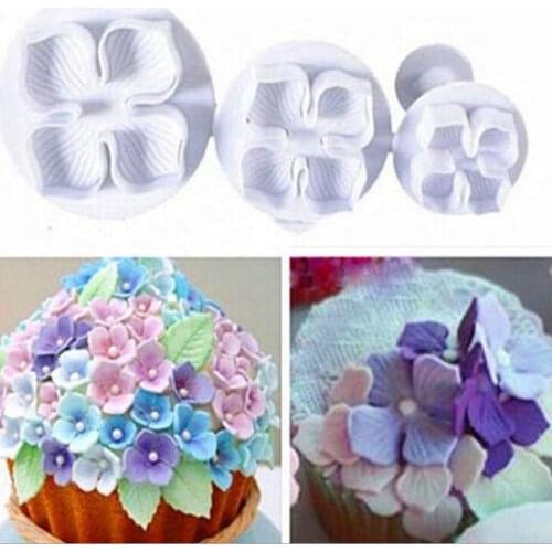 Set silicone hydrangea fondant cake decorating Plunger Cutter Flower Blossom Mold Home Cake Tools